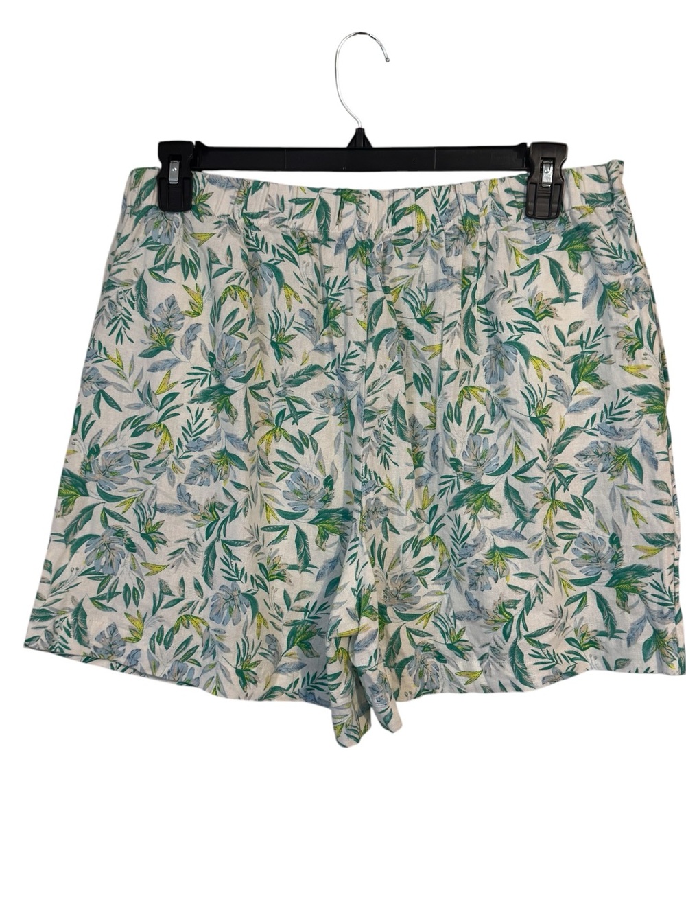 ELLEN TRACY  Cream Skort with Green & Blue Leaf Print LARGE    #M - Picture 3 of 9